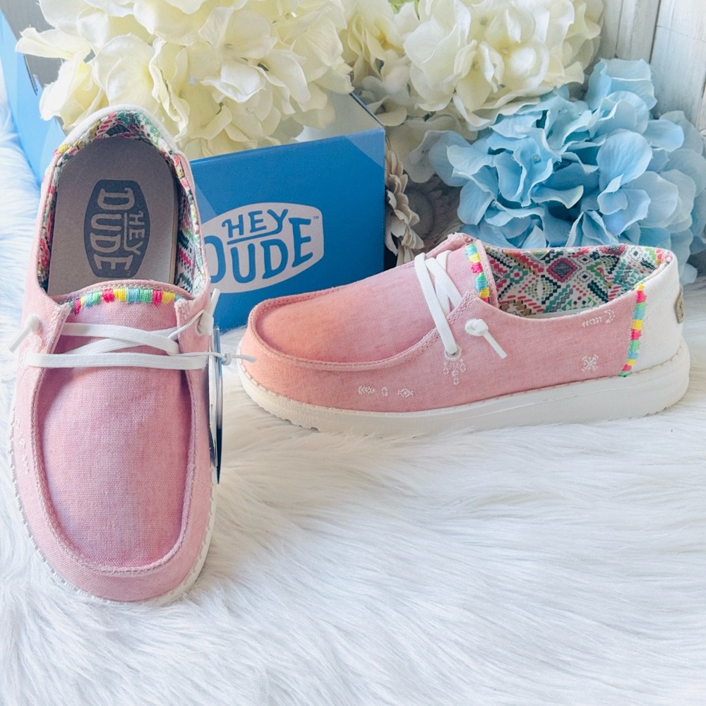 Hey Dude Kids Pink Embroidered Shoes